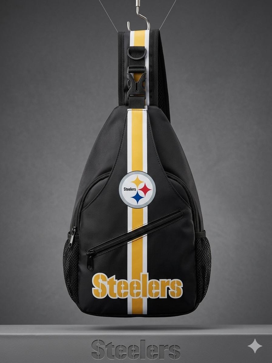 Pittsburgh Steelers Sling Bag, Crossbody Chest Bag, Game Day Backpack, Football Fan Gift